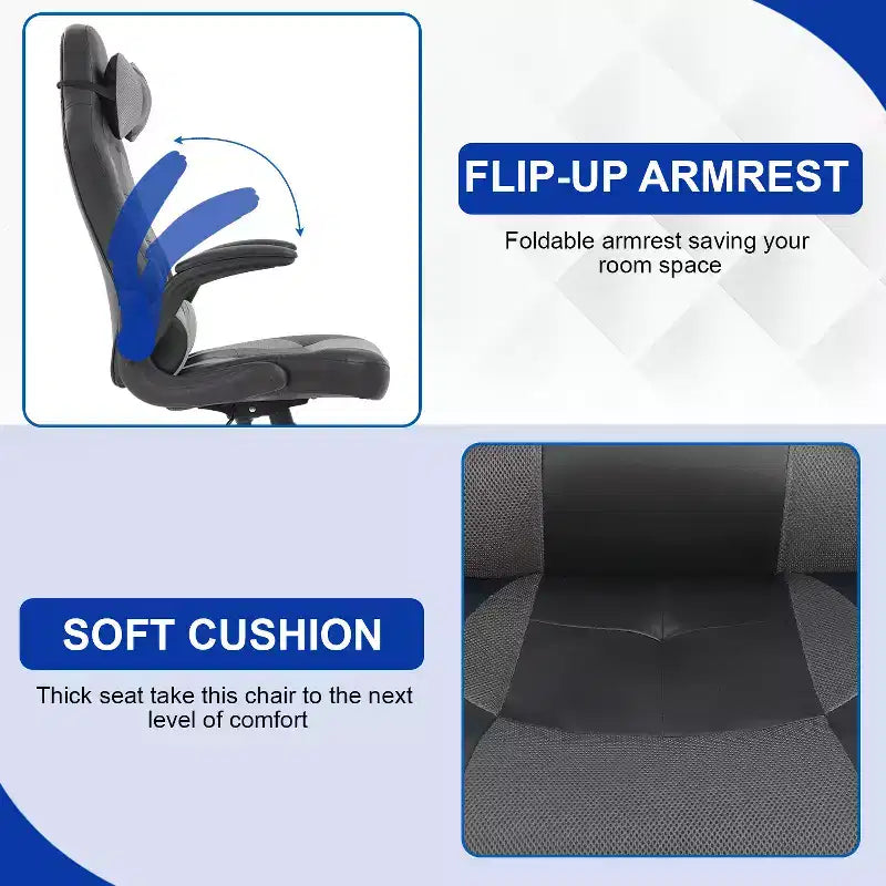 Chaise gaming BestMassage, chaise de bureau d'ordinateur avec soutien lombaire et appui-tête réglable et cuir PU, chaise gamer pour adultes