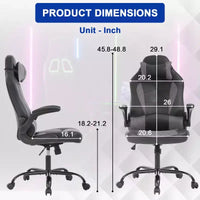 Chaise gaming BestMassage, chaise de bureau d'ordinateur avec soutien lombaire et appui-tête réglable et cuir PU, chaise gamer pour adultes