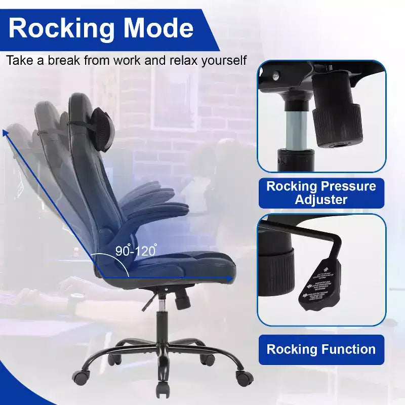 Chaise gaming BestMassage, chaise de bureau d'ordinateur avec soutien lombaire et appui-tête réglable et cuir PU, chaise gamer pour adultes