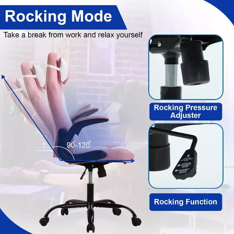 Chaise gaming BestMassage, chaise de bureau d'ordinateur avec soutien lombaire et appui-tête réglable et cuir PU, chaise gamer pour adultes
