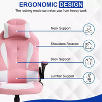 Chaise gaming BestMassage, chaise de bureau d'ordinateur avec soutien lombaire et appui-tête réglable et cuir PU, chaise gamer pour adultes