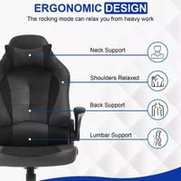 Chaise gaming BestMassage, chaise de bureau d'ordinateur avec soutien lombaire et appui-tête réglable et cuir PU, chaise gamer pour adultes