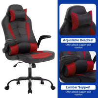 Chaise gaming BestMassage, chaise de bureau d'ordinateur avec soutien lombaire et appui-tête réglable et cuir PU, chaise gamer pour adultes
