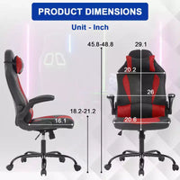 Chaise gaming BestMassage, chaise de bureau d'ordinateur avec soutien lombaire et appui-tête réglable et cuir PU, chaise gamer pour adultes