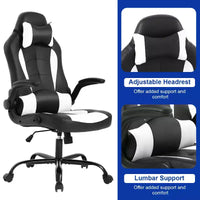 Chaise gaming BestMassage, chaise de bureau d'ordinateur avec soutien lombaire et appui-tête réglable et cuir PU, chaise gamer pour adultes