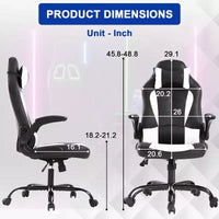 Chaise gaming BestMassage, chaise de bureau d'ordinateur avec soutien lombaire et appui-tête réglable et cuir PU, chaise gamer pour adultes