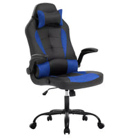 Chaise gaming BestMassage, chaise de bureau d'ordinateur avec soutien lombaire et appui-tête réglable et cuir PU, chaise gamer pour adultes