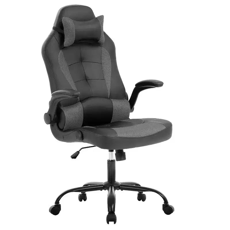 Chaise gaming BestMassage, chaise de bureau d'ordinateur avec soutien lombaire et appui-tête réglable et cuir PU, chaise gamer pour adultes