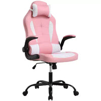 Chaise gaming BestMassage, chaise de bureau d'ordinateur avec soutien lombaire et appui-tête réglable et cuir PU, chaise gamer pour adultes