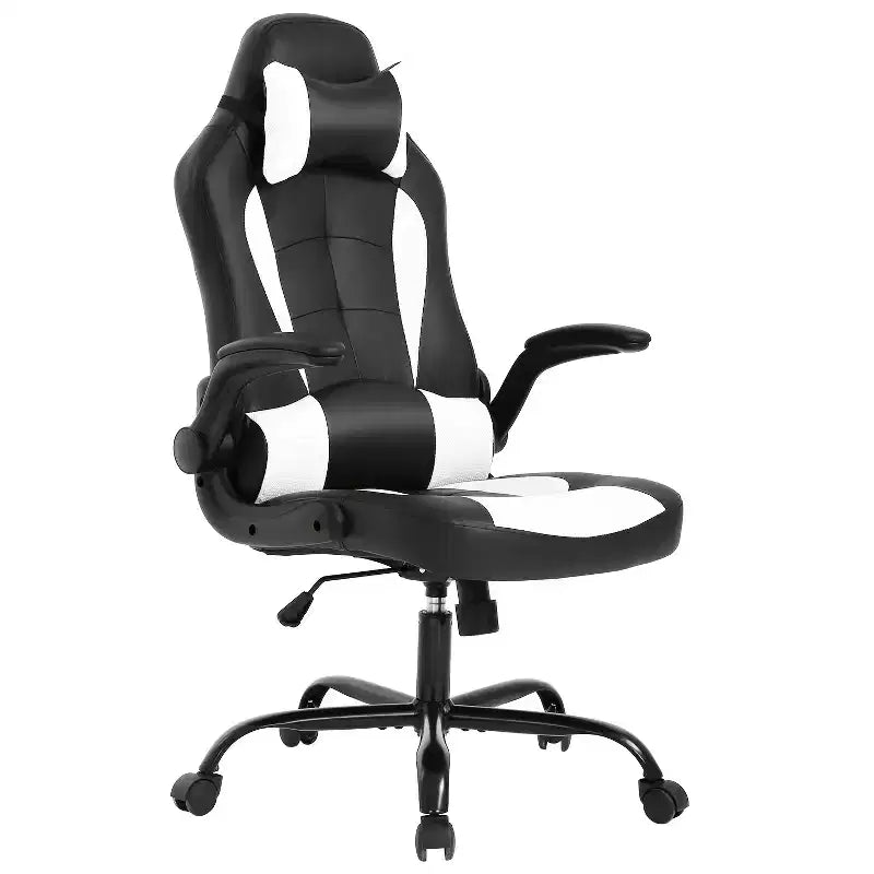 Chaise gaming BestMassage, chaise de bureau d'ordinateur avec soutien lombaire et appui-tête réglable et cuir PU, chaise gamer pour adultes