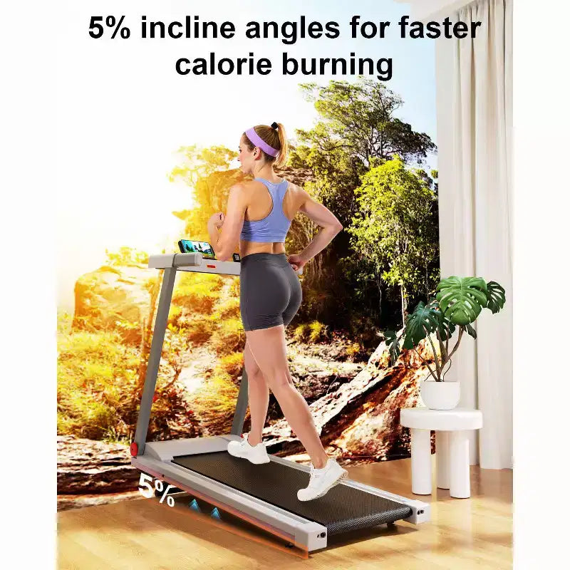 Tapis de course pliable DeerRun A1 Pro+ avec inclinaison de 6 %, machine de course Bluetooth pour la marche et la course