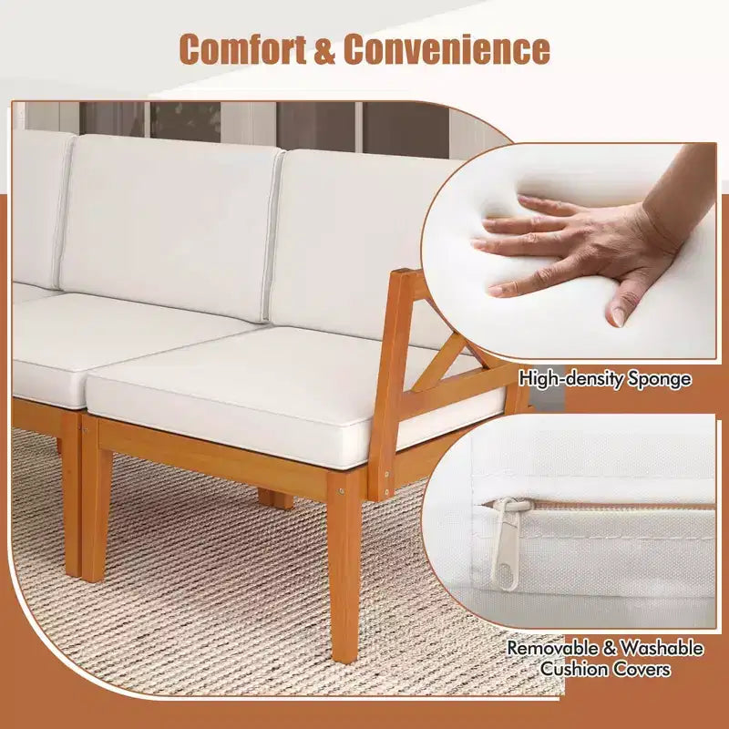 Costway Ensemble de Meubles de Patio en Bois d'Acacia 10 Pièces avec Coussins et Table Basse à 2 Niveaux