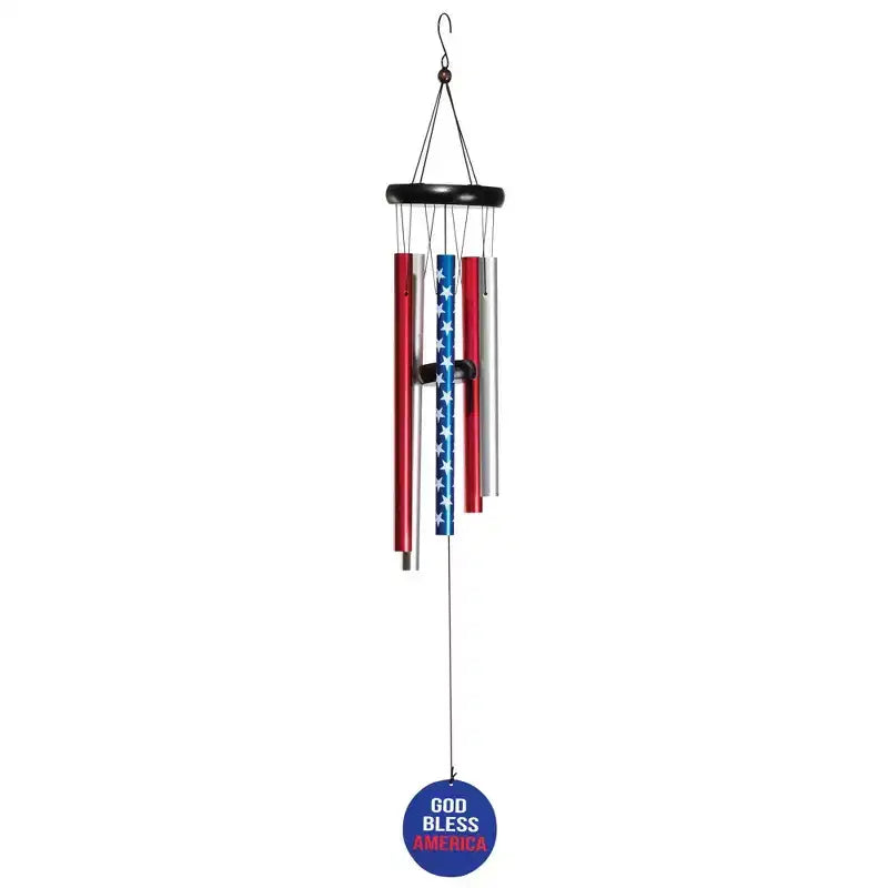 Dicksons God Bless Our America Carillon à vent en aluminium rouge et blanc de 35 pouces