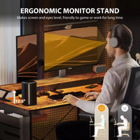 HOMCOM Bureau d'angle réversible en L de 147 cm avec sac de rangement, bureau d'ordinateur d'angle avec prise de courant et lumière LED, étagère pour moniteur et support d'unité centrale