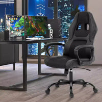BestMassage Chaise de jeu Chaise de bureau avec soutien lombaire Hauteur réglable Cuir PU Chaise de direction pour femmes, hommes et adultes