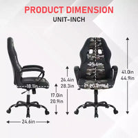 BestMassage Chaise de jeu Chaise de bureau avec soutien lombaire Hauteur réglable Cuir PU Chaise de direction pour femmes, hommes et adultes