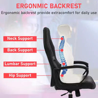 BestMassage Chaise de jeu Chaise de bureau avec soutien lombaire Hauteur réglable Cuir PU Chaise de direction pour femmes, hommes et adultes