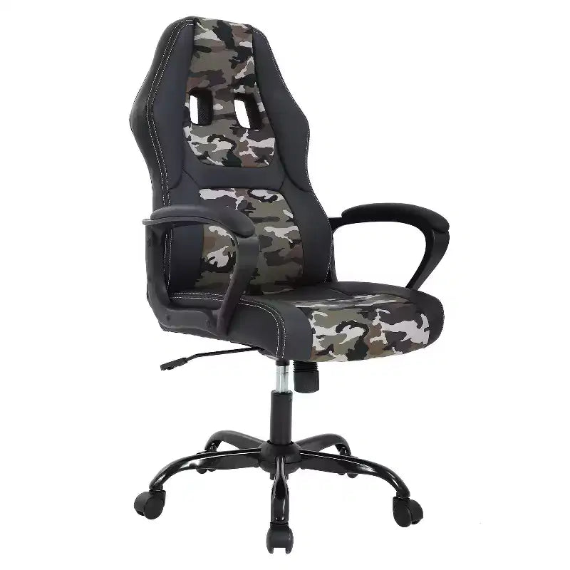 BestMassage Chaise de jeu Chaise de bureau avec soutien lombaire Hauteur réglable Cuir PU Chaise de direction pour femmes, hommes et adultes