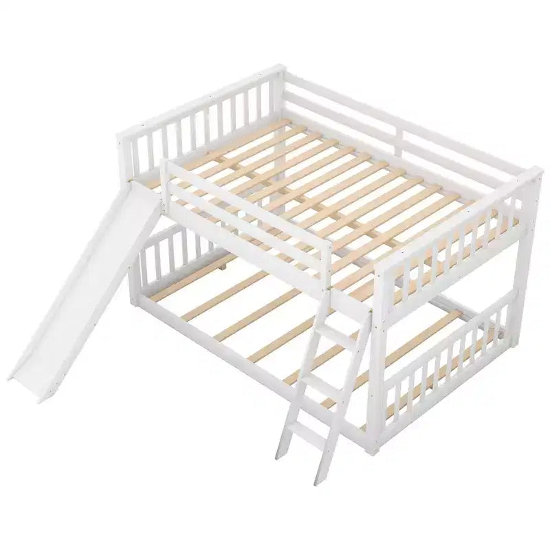 Whisen Lit superposé en bois Full au-dessus de Full avec toboggan convertible et échelle