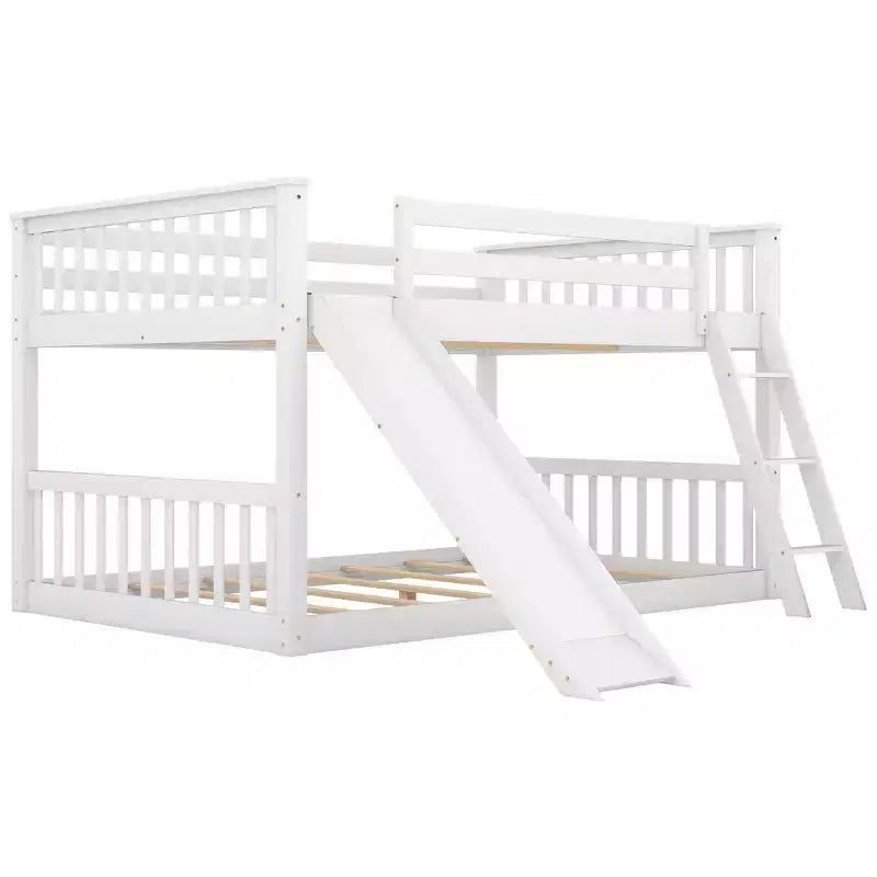 Whisen Lit superposé en bois Full au-dessus de Full avec toboggan convertible et échelle