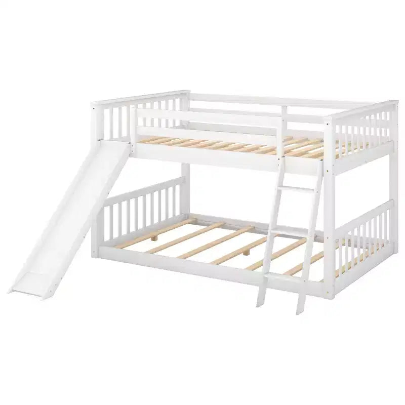Whisen Lit superposé en bois Full au-dessus de Full avec toboggan convertible et échelle