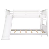 Whisen Lit superposé en bois Full au-dessus de Full avec toboggan convertible et échelle