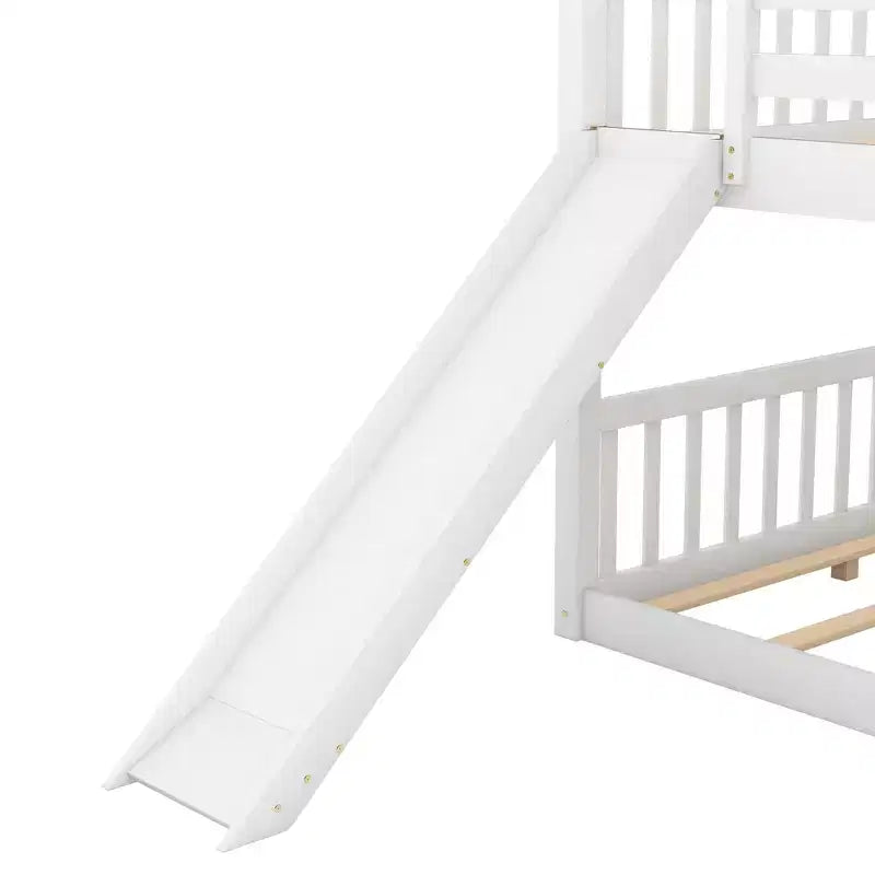 Whisen Lit superposé en bois Full au-dessus de Full avec toboggan convertible et échelle