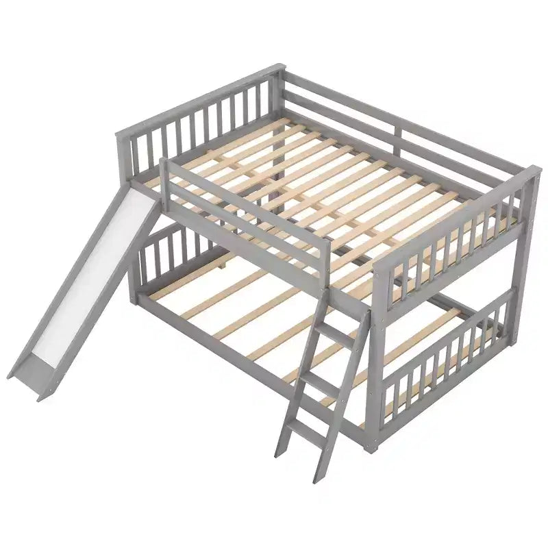 Whisen Lit superposé en bois Full au-dessus de Full avec toboggan convertible et échelle