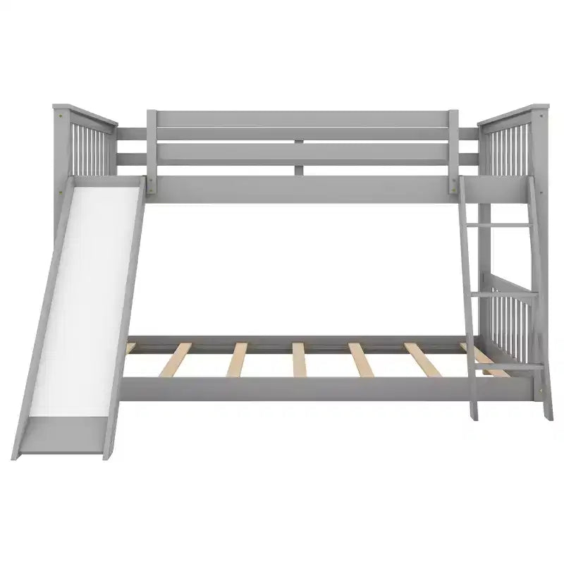 Whisen Lit superposé en bois Full au-dessus de Full avec toboggan convertible et échelle