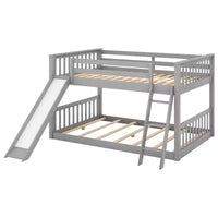 Whisen Lit superposé en bois Full au-dessus de Full avec toboggan convertible et échelle