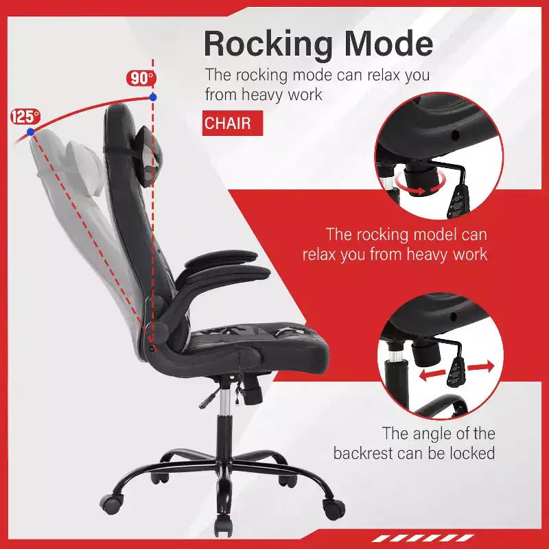 Chaise de jeu FDW Chaise de bureau avec support lombaire Chaises de jeu vidéo en cuir PU pour adultes