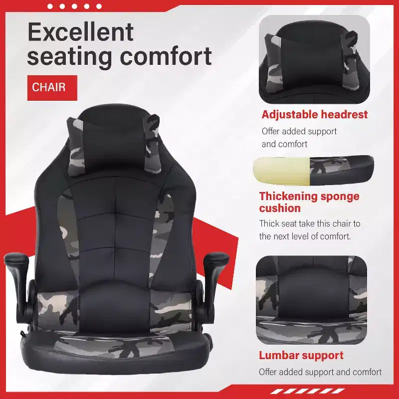 Chaise de jeu FDW Chaise de bureau avec support lombaire Chaises de jeu vidéo en cuir PU pour adultes