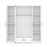 Armoire penderie 4 portes Whisen Wood avec tringle, 1 tiroir et étagères de rangement