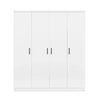 Armoire penderie 4 portes Whisen Wood avec tringle, 1 tiroir et étagères de rangement