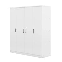Armoire penderie 4 portes Whisen Wood avec tringle, 1 tiroir et étagères de rangement