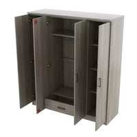 Armoire penderie 4 portes Whisen Wood avec tringle, 1 tiroir et étagères de rangement