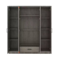 Armoire penderie 4 portes Whisen Wood avec tringle, 1 tiroir et étagères de rangement