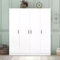 Armoire penderie 4 portes Whisen Wood avec tringle, 1 tiroir et étagères de rangement