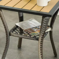 Outsunny Ensemble bistro en résine tressée, 3 pièces, ensemble de mobilier de terrasse avec chaises à bascule pivotantes et table de rangement, coussins épaissis pour balcon, porche