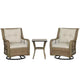 Outsunny Wicker Bistro Set, 3 Piece Patio Furniture Set with Swivel Rocking Chairs and Storage Table, Thickened Cushions for Balcony, Porch
