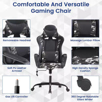 Chaise de bureau BestMassage Gaming Chair à dossier haut avec support lombaire, fonction massage et roulettes en cuir PU pour adultes et adolescents