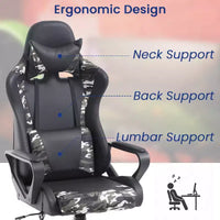 Chaise de bureau BestMassage Gaming Chair à dossier haut avec support lombaire, fonction massage et roulettes en cuir PU pour adultes et adolescents