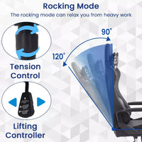 Chaise de bureau BestMassage Gaming Chair à dossier haut avec support lombaire, fonction massage et roulettes en cuir PU pour adultes et adolescents