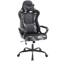Chaise de bureau BestMassage Gaming Chair à dossier haut avec support lombaire, fonction massage et roulettes en cuir PU pour adultes et adolescents
