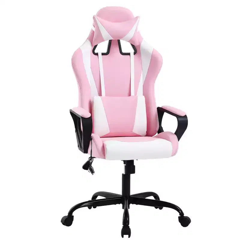 Chaise de bureau BestMassage Gaming Chair à dossier haut avec support lombaire, fonction massage et roulettes en cuir PU pour adultes et adolescents