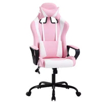 Chaise de bureau BestMassage Gaming Chair à dossier haut avec support lombaire, fonction massage et roulettes en cuir PU pour adultes et adolescents