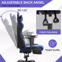 Chaise de jeu BestMassage, chaise de gamer avec support lombaire et repose-pieds, conception pivotante roulante, chaise de bureau pour la maison et le jeu