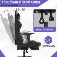 Chaise de jeu BestMassage, chaise de gamer avec support lombaire et repose-pieds, conception pivotante roulante, chaise de bureau pour la maison et le jeu