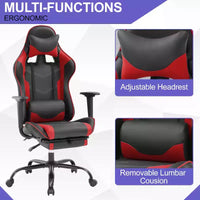 Chaise de jeu BestMassage, chaise de gamer avec support lombaire et repose-pieds, conception pivotante roulante, chaise de bureau pour la maison et le jeu