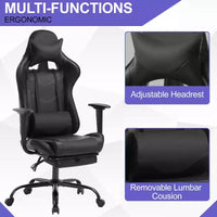 Chaise de jeu BestMassage, chaise de gamer avec support lombaire et repose-pieds, conception pivotante roulante, chaise de bureau pour la maison et le jeu